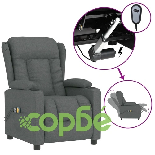 Електрически масажен стол, тъмносив, текстил ➤ топ цена ➤ sorbe.bg