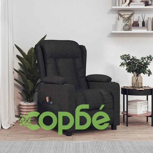 Електрически масажен стол, черен, текстил ➤ топ цена ➤ sorbe.bg