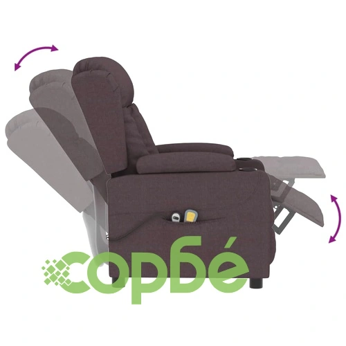 Електрически масажен стол, тъмнокафяв, текстил ➤ топ цена ➤ sorbe.bg