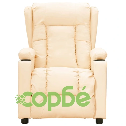 Електрически масажен стол, кремав, изкуствена кожа ➤ топ цена ➤ sorbe.bg