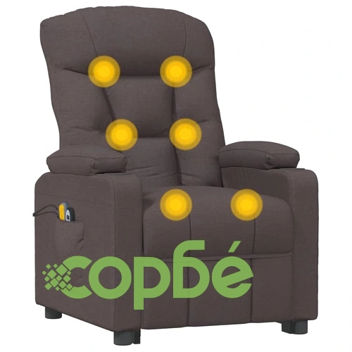 Електрически масажен стол, тъмнокафяв, текстил ➤ топ цена ➤ sorbe.bg