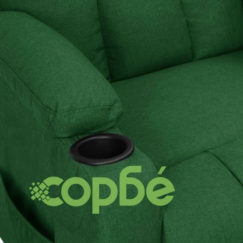 Електрически масажен стол, тъмнозелен, текстил ➤ топ цена ➤ sorbe.bg