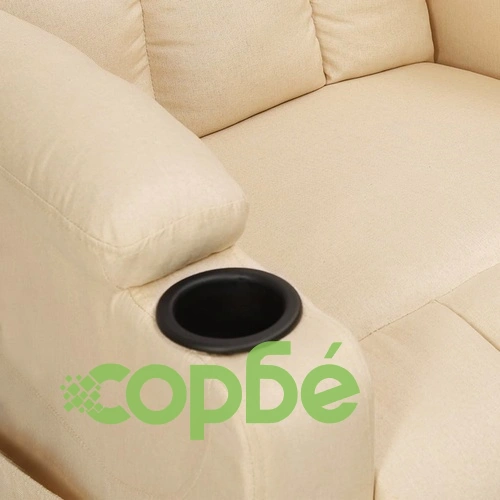 Електрически масажен стол, кремав, текстил ➤ топ цена ➤ sorbe.bg