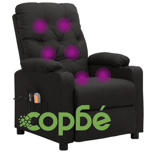 Електрически масажен стол, черен, текстил ➤ топ цена ➤ sorbe.bg