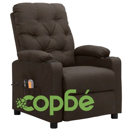 Електрически масажен стол, тъмнокафяв, текстил ➤ топ цена ➤ sorbe.bg