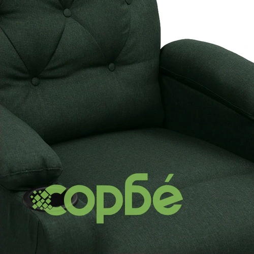 Електрически масажен стол, тъмнозелен, текстил ➤ топ цена ➤ sorbe.bg