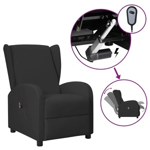 Wingback електрически реклайнер стол, черен, изкуствена кожа