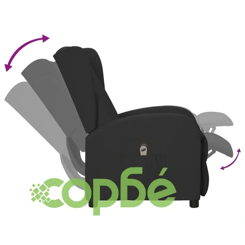 Wingback електрически реклайнер стол, черен, изкуствена кожа ➤ топ цена ➤ sorbe.bg