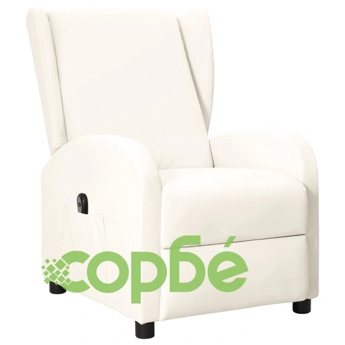 Wingback електрически реклайнер стол, кремав, изкуствена кожа ➤ топ цена ➤ sorbe.bg