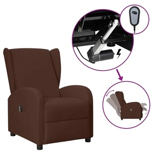 Wingback електрически реклайнер стол, кафяв, изкуствена кожа