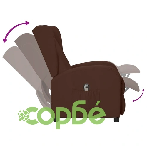 Wingback електрически реклайнер стол, кафяв, изкуствена кожа ➤ топ цена ➤ sorbe.bg