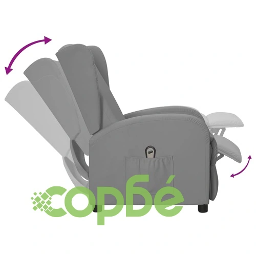 Wingback електрически реклайнер стол, сив, изкуствена кожа ➤ топ цена ➤ sorbe.bg