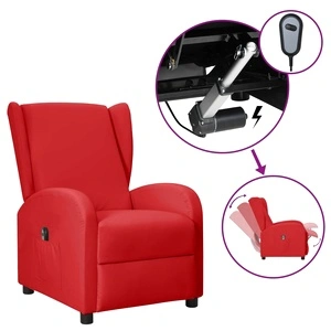Wingback електрически реклайнер, виненочервен, изкуствена кожа