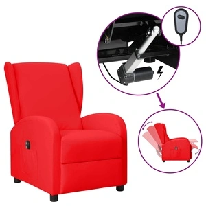 Wingback електрически реклайнер стол, червен, изкуствена кожа