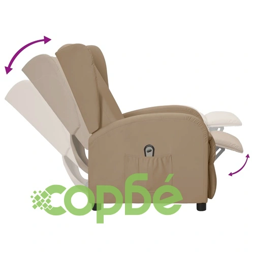 Wingback електрически реклайнер стол, капучинo, изкуствена кожа ➤ топ цена ➤ sorbe.bg