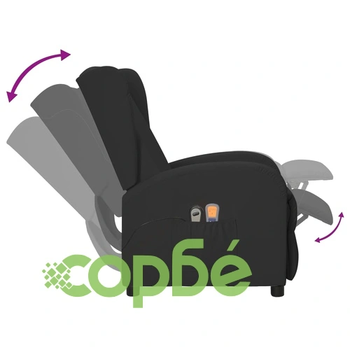 Wingback електрически масажен стол, черна, изкуствена кожа ➤ топ цена ➤ sorbe.bg