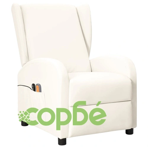Wingback електрически масажен стол, кремав, изкуствена кожа ➤ топ цена ➤ sorbe.bg