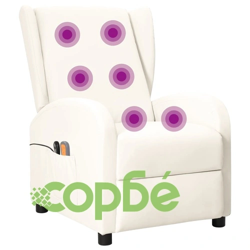 Wingback електрически масажен стол, кремав, изкуствена кожа ➤ топ цена ➤ sorbe.bg