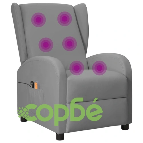 Wingback електрически масажен стол, сив, изкуствена кожа ➤ топ цена ➤ sorbe.bg