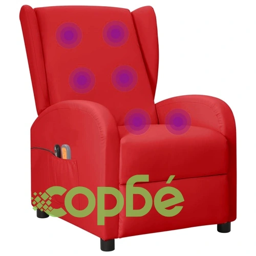 Wingback електрически масажен стол виненочервен изкуствена кожа ➤ топ цена ➤ sorbe.bg