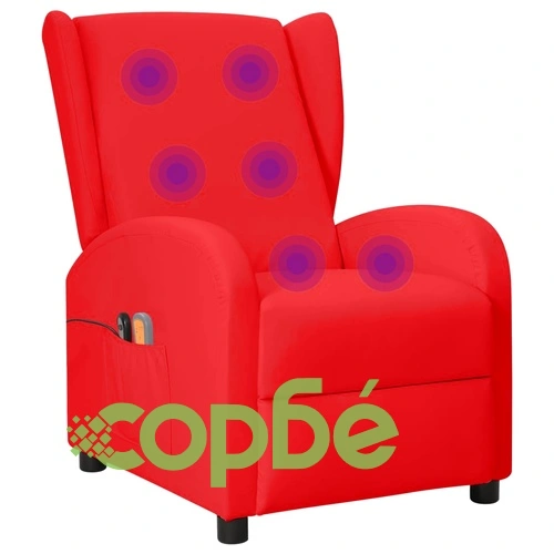 Wingback електрически масажен стол, червен, изкуствена кожа ➤ топ цена ➤ sorbe.bg