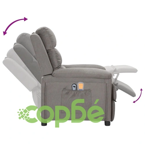 Електрически масажен стол, светлосив, текстил ➤ топ цена ➤ sorbe.bg