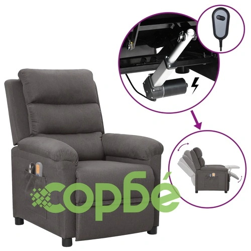 Електрически масажен стол, тъмносив, текстил ➤ топ цена ➤ sorbe.bg