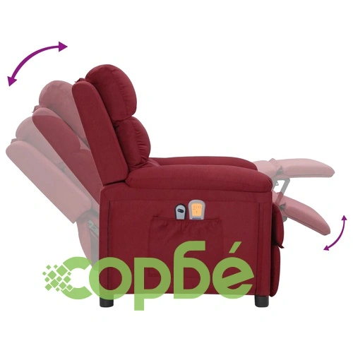 Електрически масажен стол, виненочервен, текстил ➤ топ цена ➤ sorbe.bg