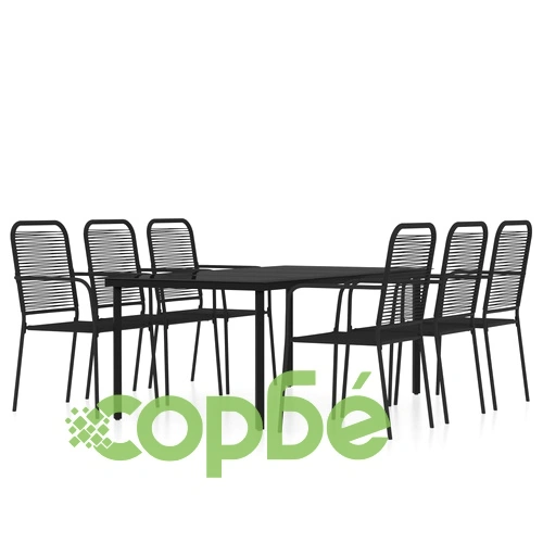 Градински трапезен комплект, 7 части, черен ➤ топ цена ➤ sorbe.bg