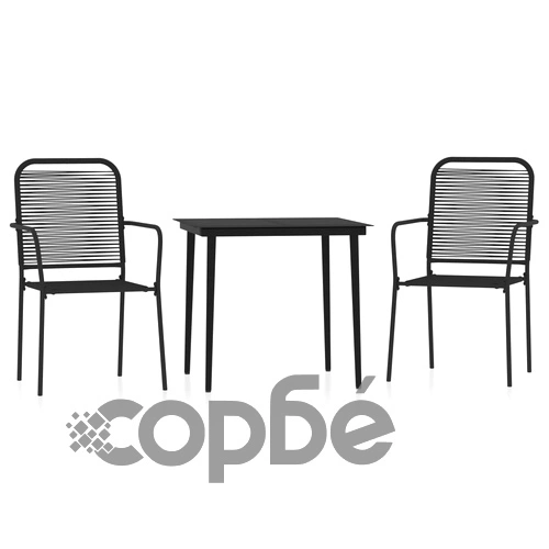 Градински трапезен комплект, 3 части, черен ➤ топ цена ➤ sorbe.bg