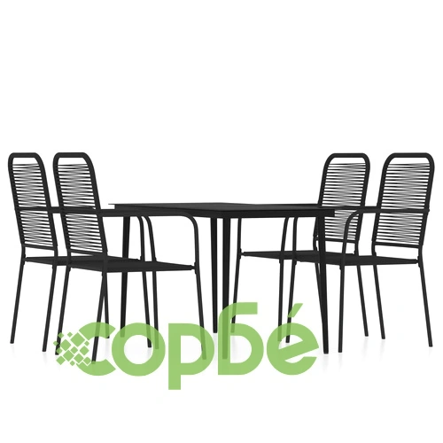 Градински трапезен комплект, 5 части, черен ➤ топ цена ➤ sorbe.bg
