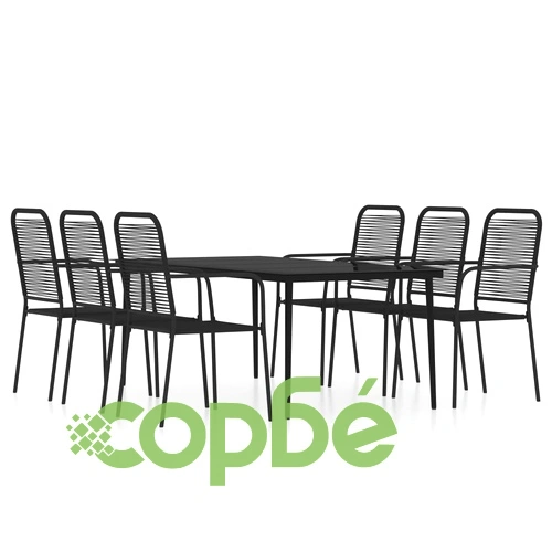 Градински трапезен комплект, 7 части, черен ➤ топ цена ➤ sorbe.bg