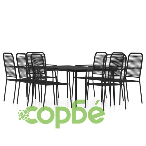 Градински трапезен комплект, 9 части, черен ➤ топ цена ➤ sorbe.bg