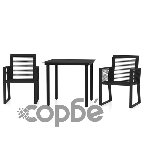 Градински трапезен комплект, 3 части, черен ➤ топ цена ➤ sorbe.bg