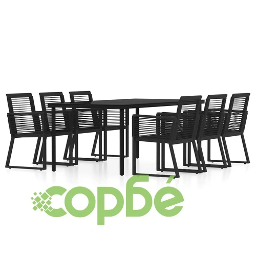 Градински трапезен комплект, 7 части, черен ➤ топ цена ➤ sorbe.bg