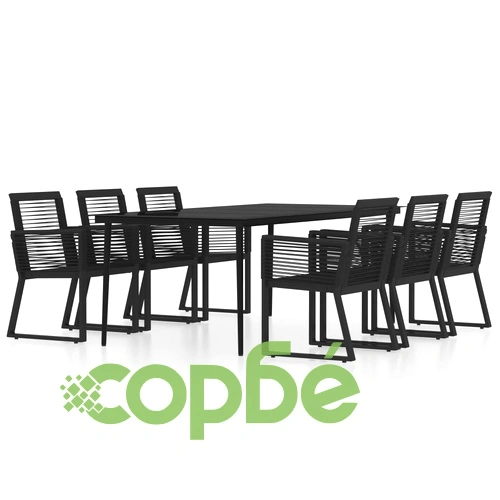 Градински трапезен комплект, 7 части, черен ➤ топ цена ➤ sorbe.bg