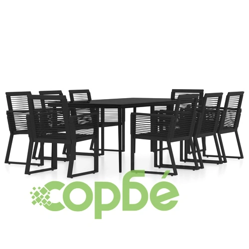 Градински трапезен комплект, 9 части, черен ➤ топ цена ➤ sorbe.bg