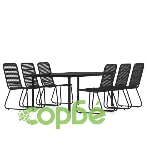 Градински трапезен комплект, 7 части, черен ➤ топ цена ➤ sorbe.bg