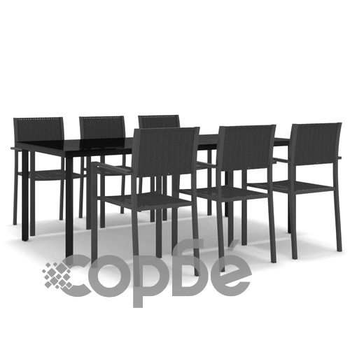 Градински трапезен комплект, 7 части, черен ➤ топ цена ➤ sorbe.bg
