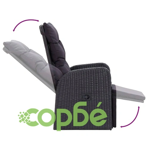 Градински трапезен комплект възглавници 9 части черен ➤ топ цена ➤ sorbe.bg