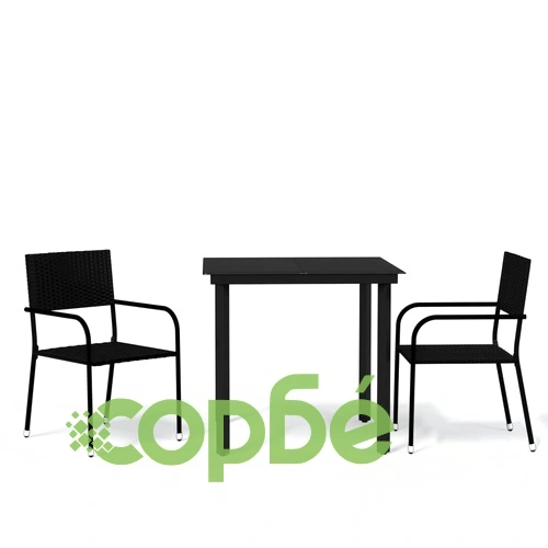 Градински трапезен комплект ot 3 части черен ➤ топ цена ➤ sorbe.bg