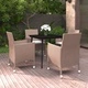 Градински трапезен комплект от 5 части полиратан и стъкло