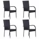 Стифиращи външни столове, 4 бр, полиратан, черни