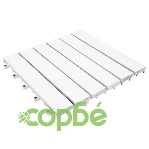 Декинг плочки, 10 бр, бели, 30х30 см, акация масив ➤ топ цена ➤ sorbe.bg