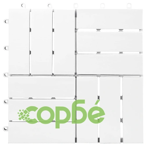 Декинг плочки, 10 бр, бели, 30х30 см, акация масив ➤ топ цена ➤ sorbe.bg