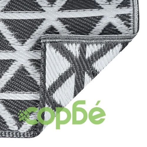 Килим за открито, ARAKIL черен, 160x230 см, PP ➤ топ цена ➤ sorbe.bg