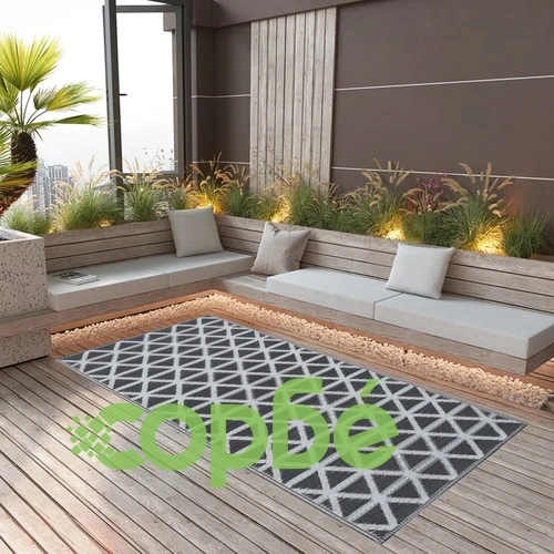 Килим за открито, ARAKIL черен, 160x230 см, PP ➤ топ цена ➤ sorbe.bg