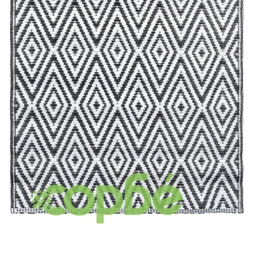 Килим за открито, ARAKIL бяло и черно, 120x180 см, PP ➤ топ цена ➤ sorbe.bg