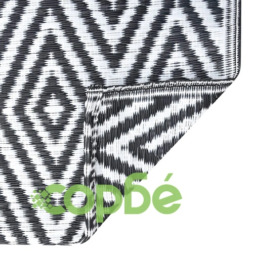 Килим за открито, ARAKIL бяло и черно, 120x180 см, PP ➤ топ цена ➤ sorbe.bg