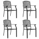 Градински столове, 4 бр, мрежест дизайн, черни, стомана